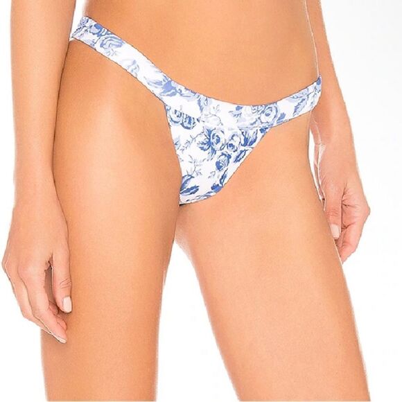 Lovers + Friends TAKE ME AWAY BOTTOM Blue Floral print Bikini separate Revolve M - Picture 4 of 9